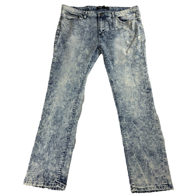 ROK Mens 38 Acid Wash Skinny Jeans Distressed Y2K Vintage 90S Denim Grunge RockX