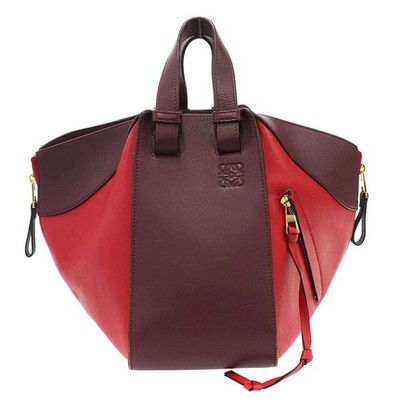 Loewe Hammock Bag Small Bicolor Shoulder Tote 387.30EN60 Red Used MESC-0