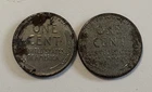 Lot of 2: 1943 Steel Wheat Pennies Lincoln Cents USA KM#132a 1¢ Steelies