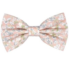 Mens Cotton Floral Pre-tied Bowtie Flower Pattern Bow Tie for Light Peach
