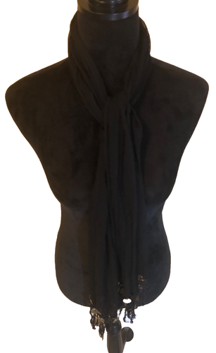 Sheer Scarf with long Fringe and Coins - Picture 4 of 6