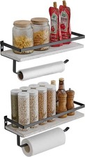 Floating Shelves Wall Mounted Storage Shelves with Towel Rack Rails Bar Paper