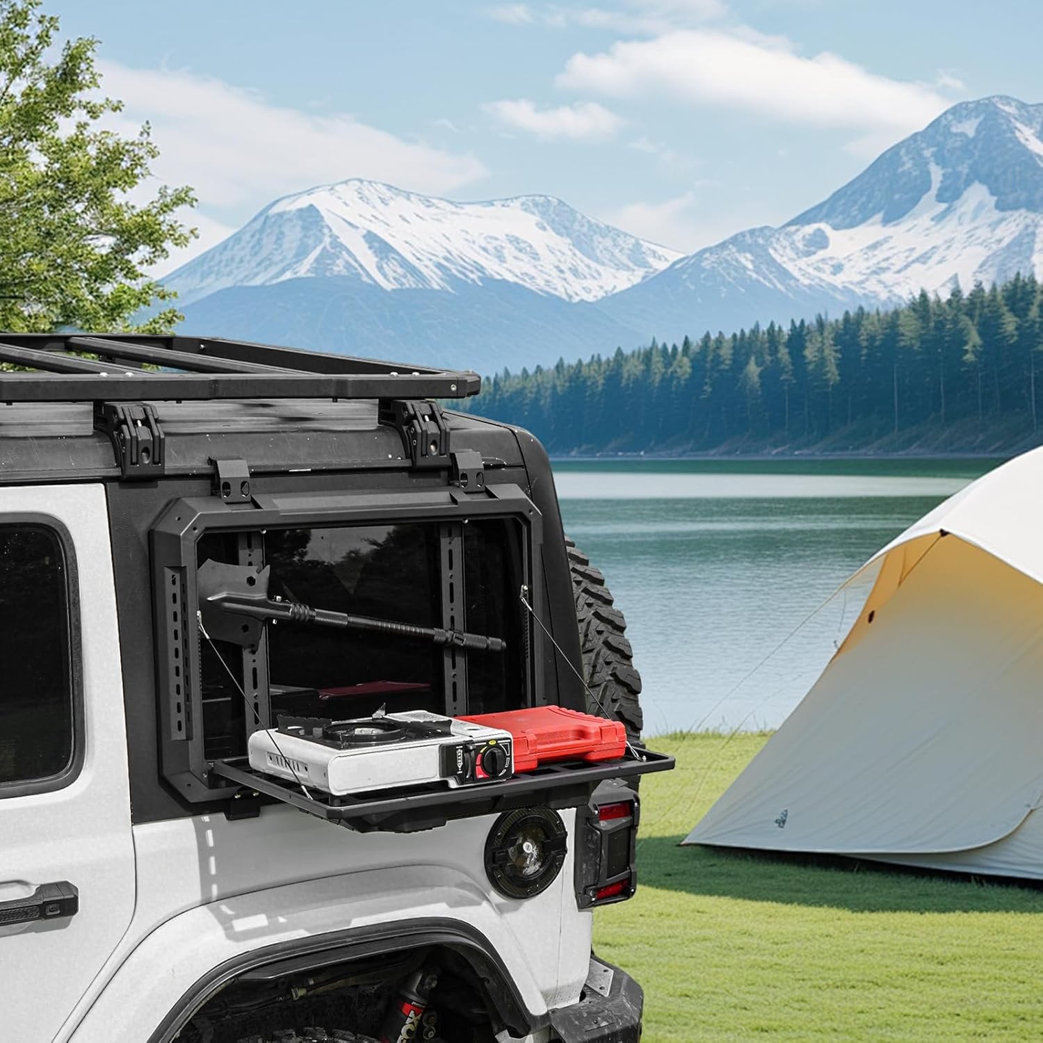 Rear Window Storage Tactical Table Molle Panel For 2018-24 Jeep Wrangler JL JLU