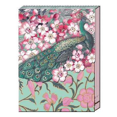 Punch Studio Cherry Blossom Peacock Pocket Notepad 75 Printed Sheets 3'' x 4''