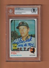 Carlton Fisk AUTOGRAPHED 1973 TOPPS BASEBALL CARD SIGNED BOSTON RED SOX BECKETT
