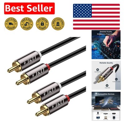 Durable 3 Feet RCA Stereo Audio Cable, Tangle Free, Gold-Plated Connectors