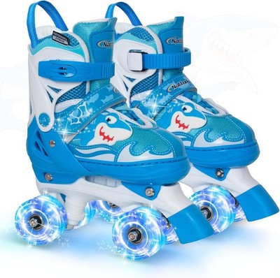 Nattork Kids Adjustable Roller Skates for Boys Girls with All Light up Wheels