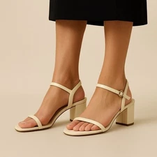 Aeyde Ivory Immi Nappa Leather Block Heel Sandal NWT