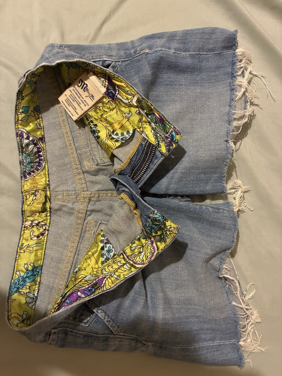 Miss Me Y2K Women's Blue Cut Off Shorts Size 6  Denim Embroidered Fringe Button