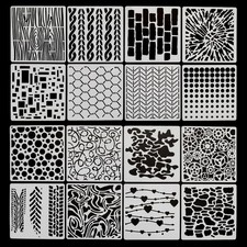 16Pcs Reusable Geometric Stencils for Crafts - 6x6 Inch Brick Texture