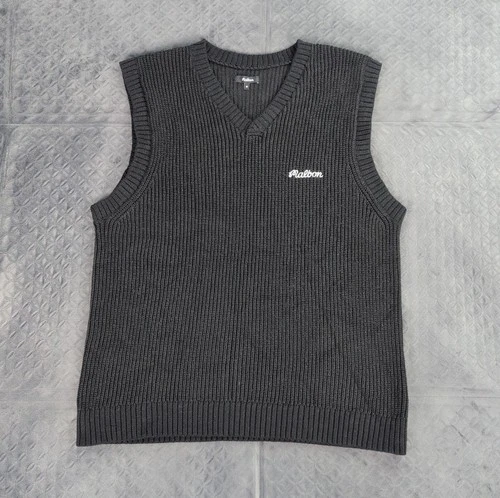 Malbon Golf Sweater Vest Knit Sleeveless Black Embroidered V Neck Men Medium - product listing photo