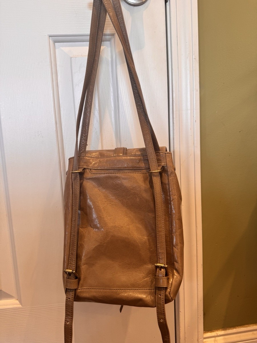 HOBO Cream Distressed Leather Backpack Mini Bag Floral Lining Metallic Finish Hobo Backpacks for Women for sale | eBay main image 4