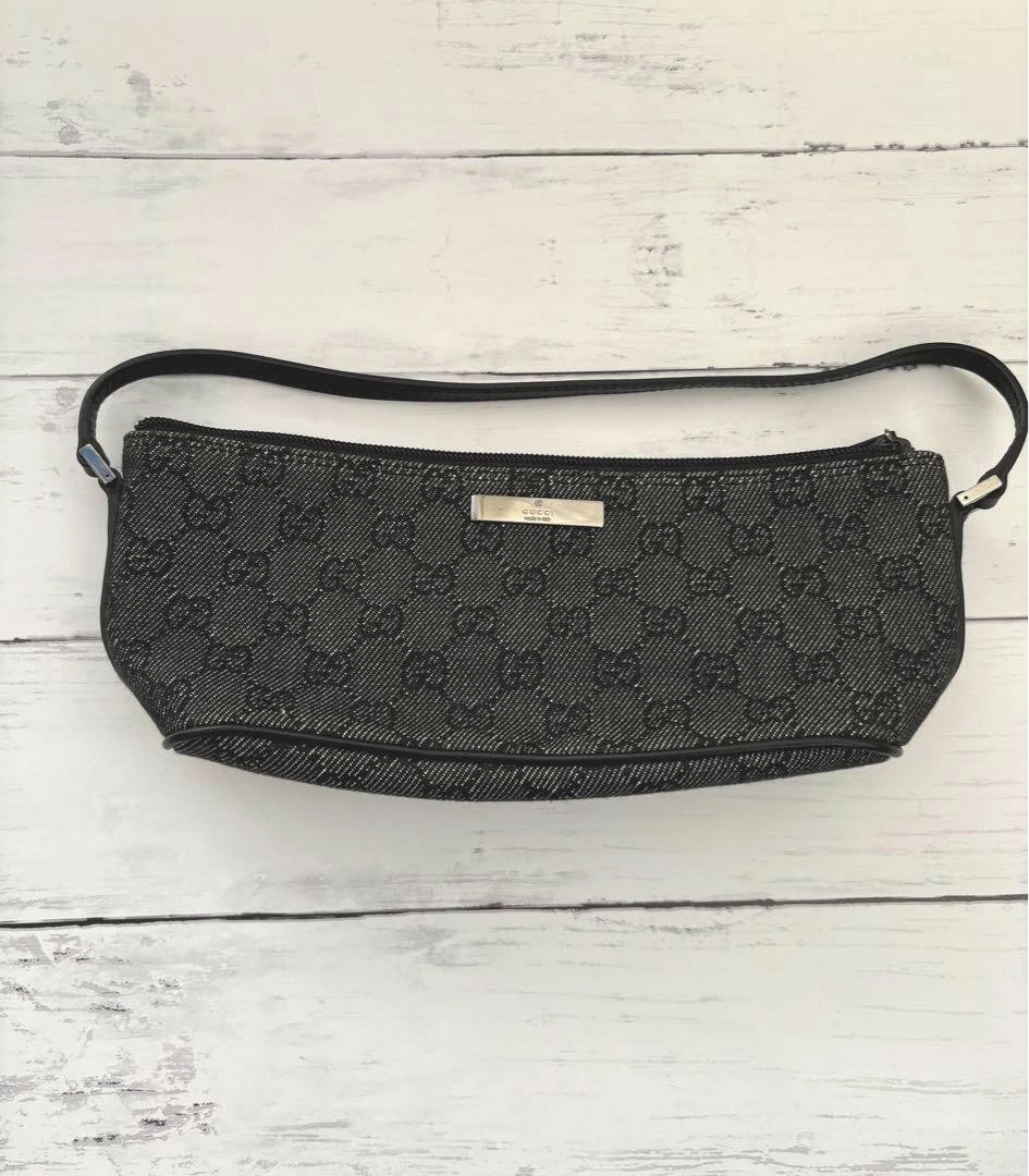 Gucci Gg Pochette Accessoire Toile Noir Sac Pochette Pochette Petit Maquillage Cosmétique Voyage