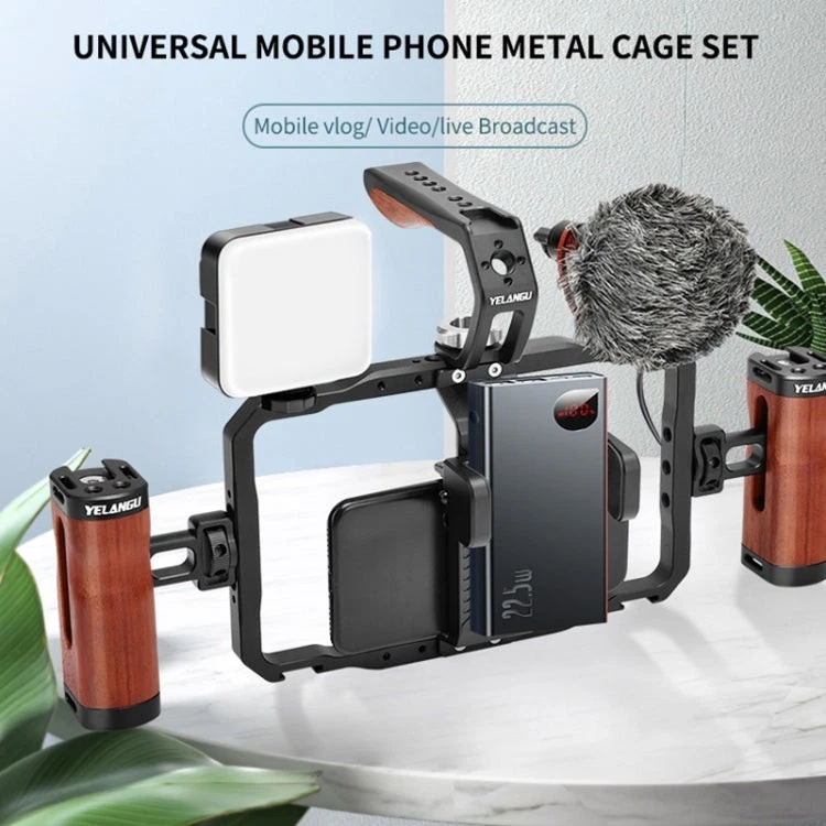 YELANGU LW101Vlogging Live Broadcast Smartphone Video Rig Handles Stabilizer Kit - Image 2 of 4