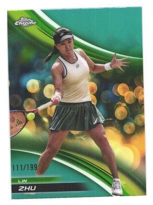 2025 Topps Chrome Tennis Trading Card Aqua Lin Zhu /199