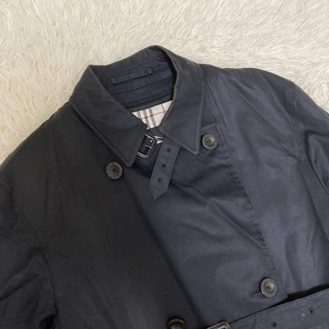 Burberry Black Label Trench Coat Black With Belt Size L Men thumbnail 16