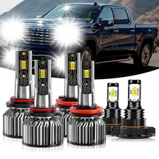 For 2007-2013 GMC Sierra 1500 6x 10000K LED Headlight Hi/Lo Fog Light Bulb Combo