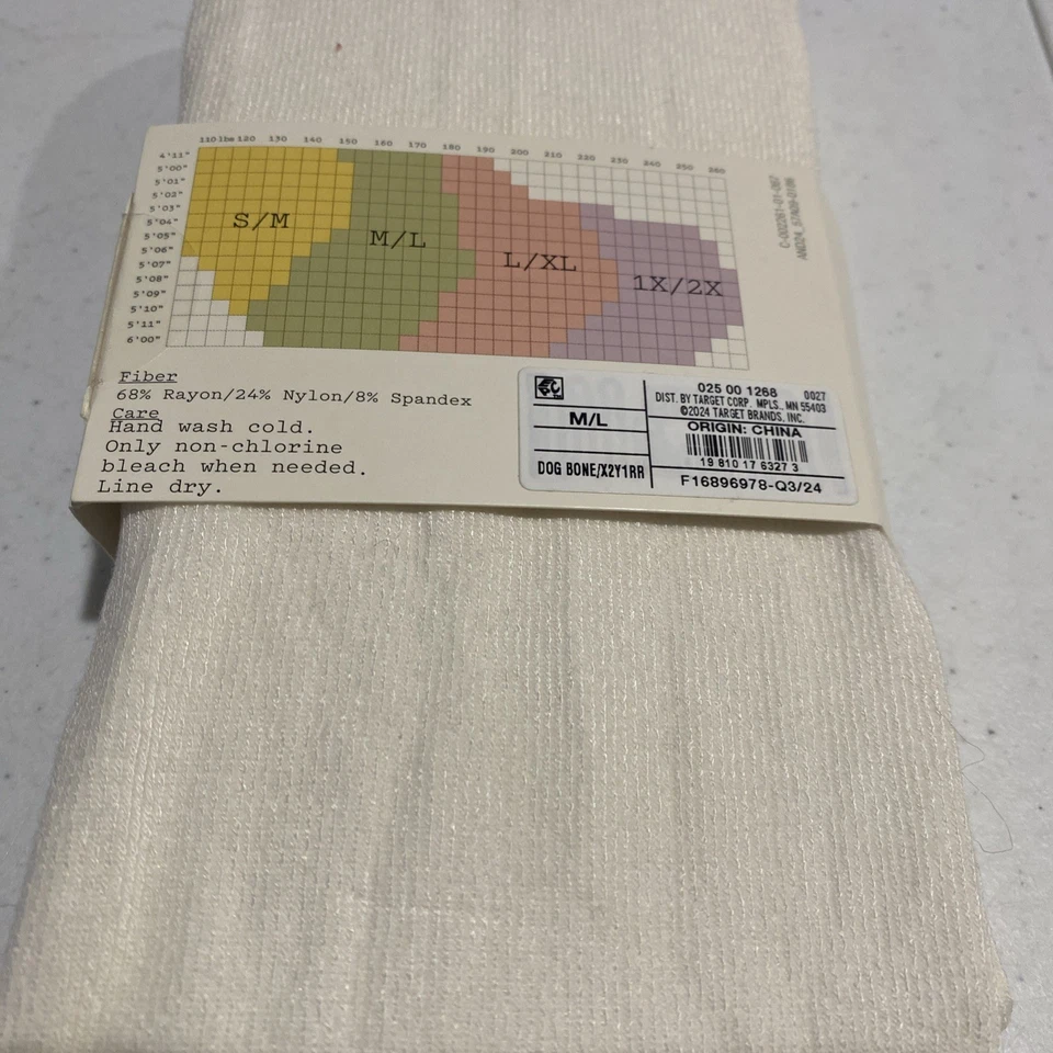 A New Day Sweater Tights Womens Size Medium Large Ivory Knit Dog Bone M/L - Image 2 of 4