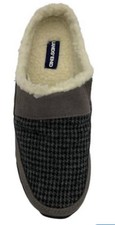 Lands' End Suede and Faux-Fur Clogs Gray Slippers Size 9