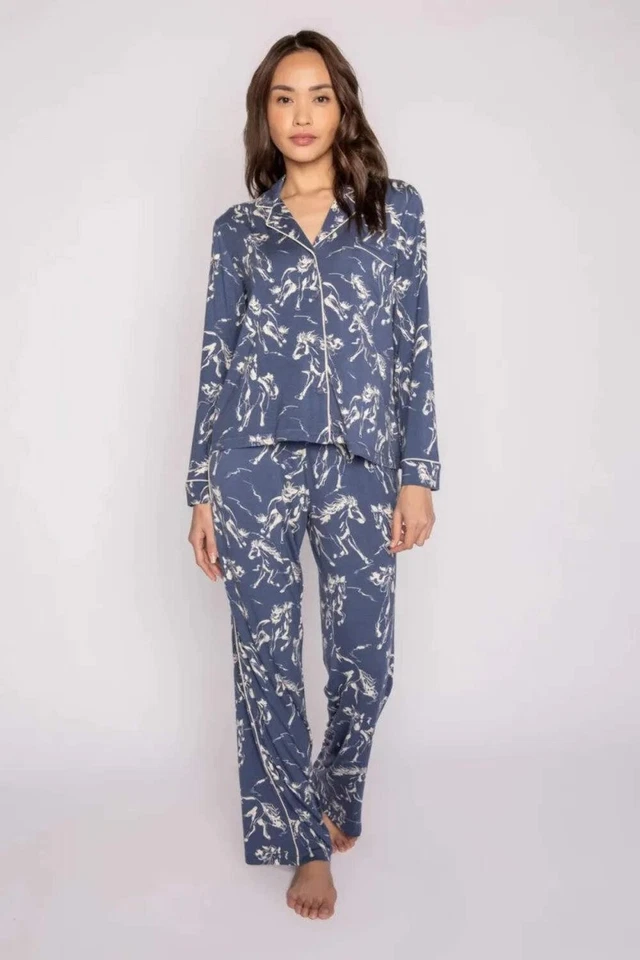 PJ Salvage Dark Denim Running Wild Pajama Set RKRWLS/RKRWP