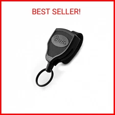 KEY-BAK SUPER48 Locking Retractable Keychain, Durable Polycarbonate Case, Leathe