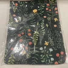 Book Sleeve Pouch Book Cover Protector with Zipper Green W/ Flowers