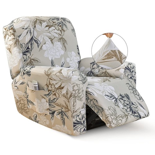 Recliner Slipcover-Stretch Soft Slip Reclining Chair Slipcovers 4-Pieces Furn...