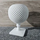 Vintage Quilted Diamond Milk Glass Compote Pedestal Vase Candy Dish 1960s