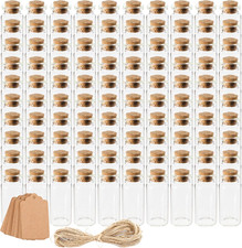 100 Pack 10ml Glass Bottles with Cork Stoppers, Mini Bottle with Personalized...