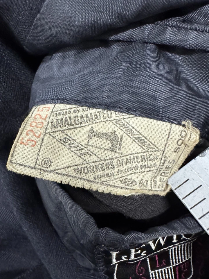 Traje Vintage Años 60 A Medida Para Hombre 42L Espiga Azul Marino Lana 2 Piezas Hecho en EE. UU. Foto 3 de 4