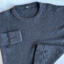 Lululemon Yogi Merino Wool Chunky Knit Crew Sweater Charcoal Gray Womens Size 8