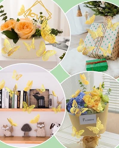 72 Piezas Decoración de Pared Mariposa 3D Mariposa Día del Padre Decoraciones, 4 Estilos Dorado Foto 4 de 4