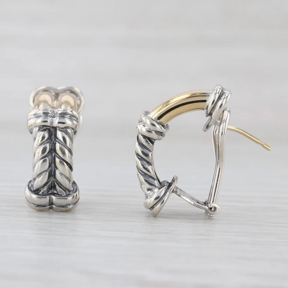 Jonah Grossbardt Drop Earrings Sterling Silver 18k Gold Omega Backs - Image 2 of 4