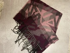 Cejon Scarf Pink Maroon Grey Boho Acrylic Made in Italy 64” X 11” NWOT
