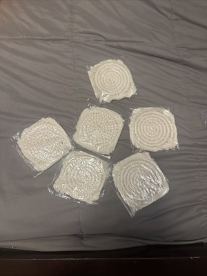 Macrame Rope Coasters w/ Fringe   6 Pack   Boho Style   NIP
