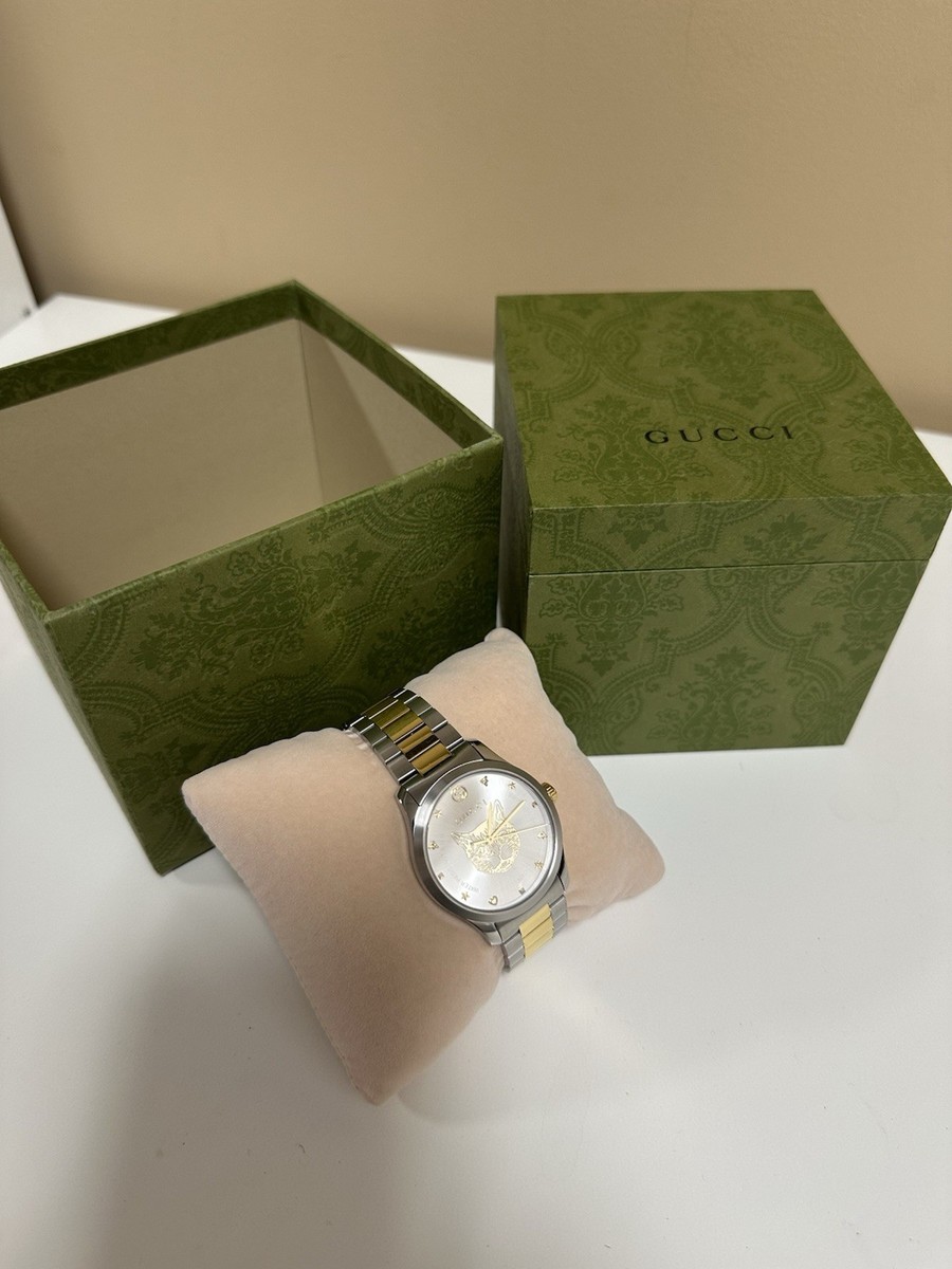Gucci G-Timeless Two-Tone Cat Dial Wristwatch, Water  display picture 3