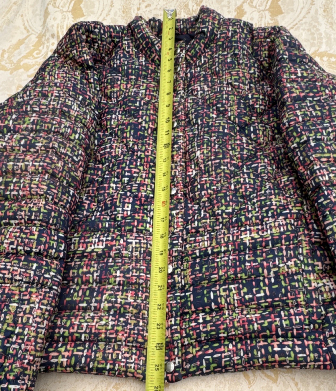 Lands' End Quilted Down Patterned Jacket Snap Zip… - image 9