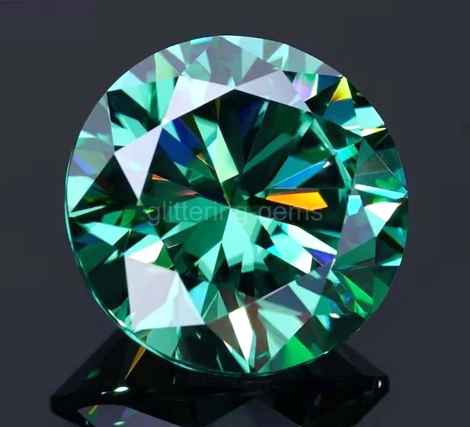 1Ct Lab-Grown CVD Diamond Round Cut Green Color Loose VVS1 Clarity Certified 29S - Image 3 of 4