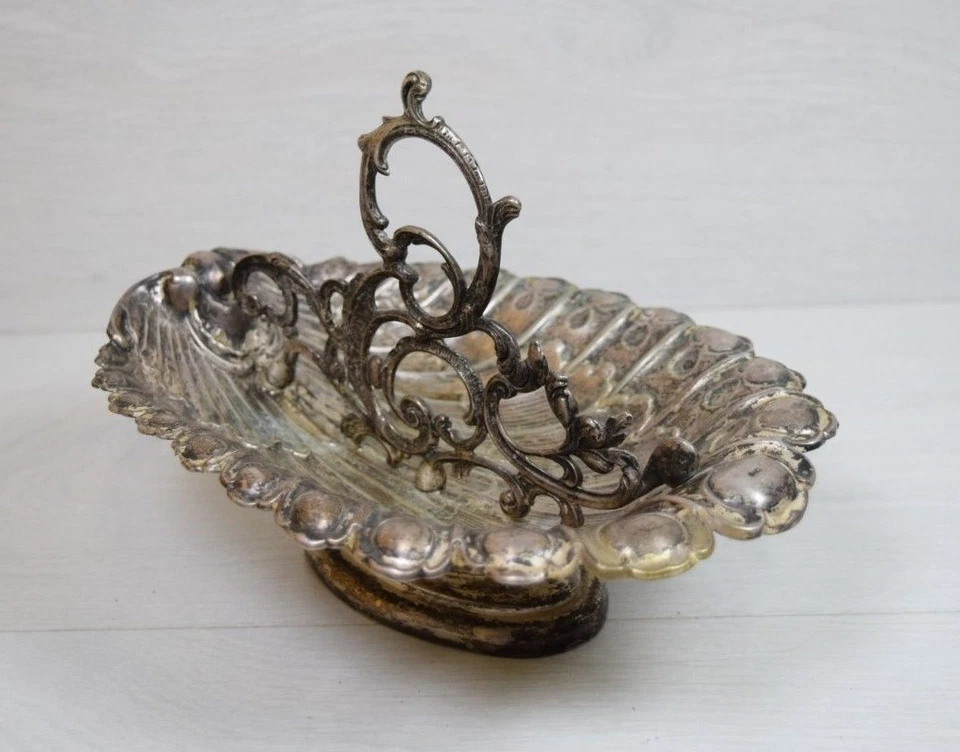 Antigua cesta de frutas alemana WMF chapada en plata para plato de mesa Foto 2 de 4