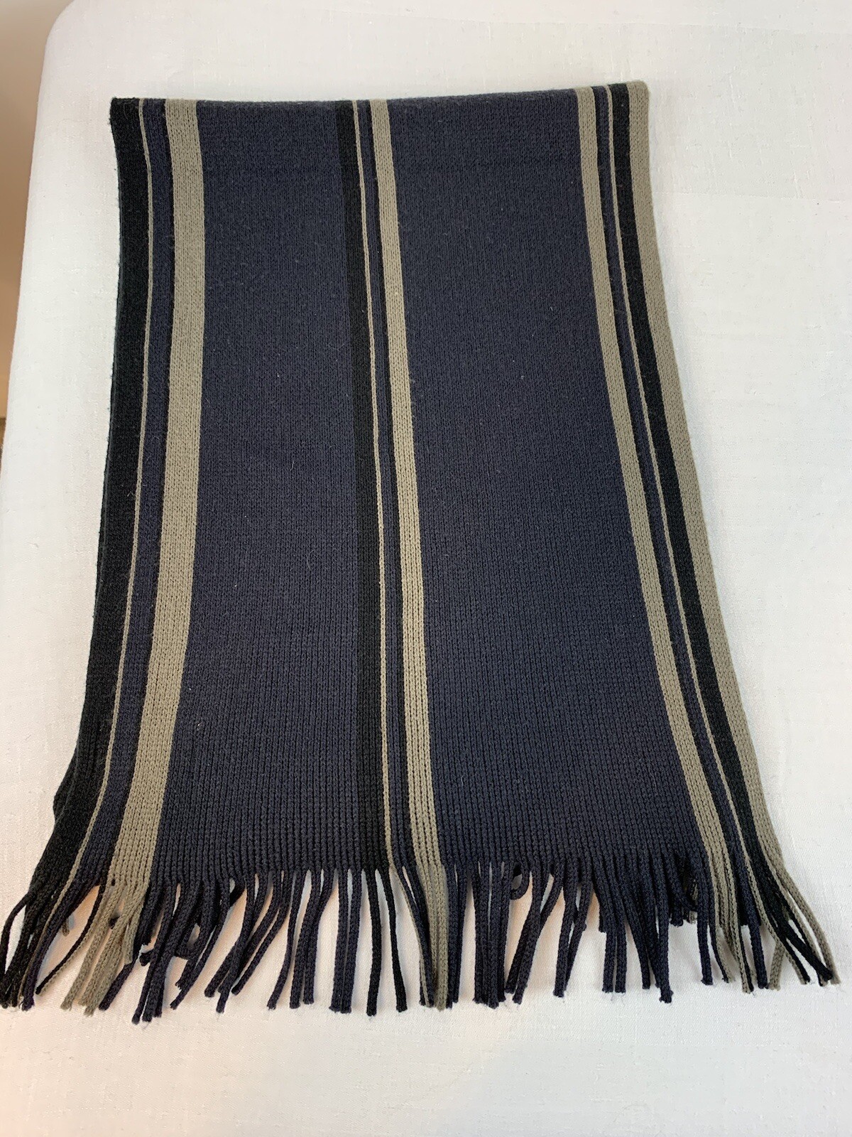 Men's 100% Acrylic Striped Knit Scarf with Fringe-image