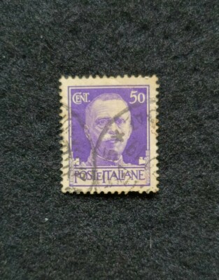 レアキングビクターエマニュエルIIIポステイタリアン50セント　パープル Used. One: 1929 King Victor Emmanual III Poste Italiane 50
