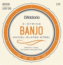 D'Addario EJ61 5-String Banjo Strings, Nickel, Medium 10-23