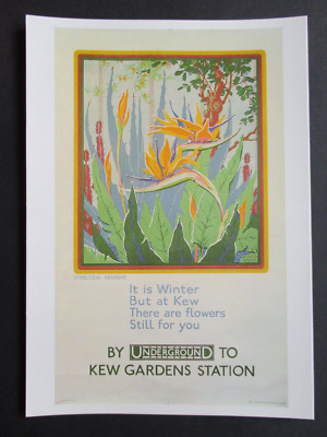 Postkarte London Underground Kew Gardens Winter Wilfred Wood 1926 Plakat NEU