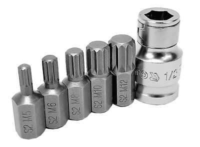 Bitsatz Steckschlüssel Spline Innen Vielzahn 1/2'' Nuss 6-tlg. M5 M6 M8 M10 M12