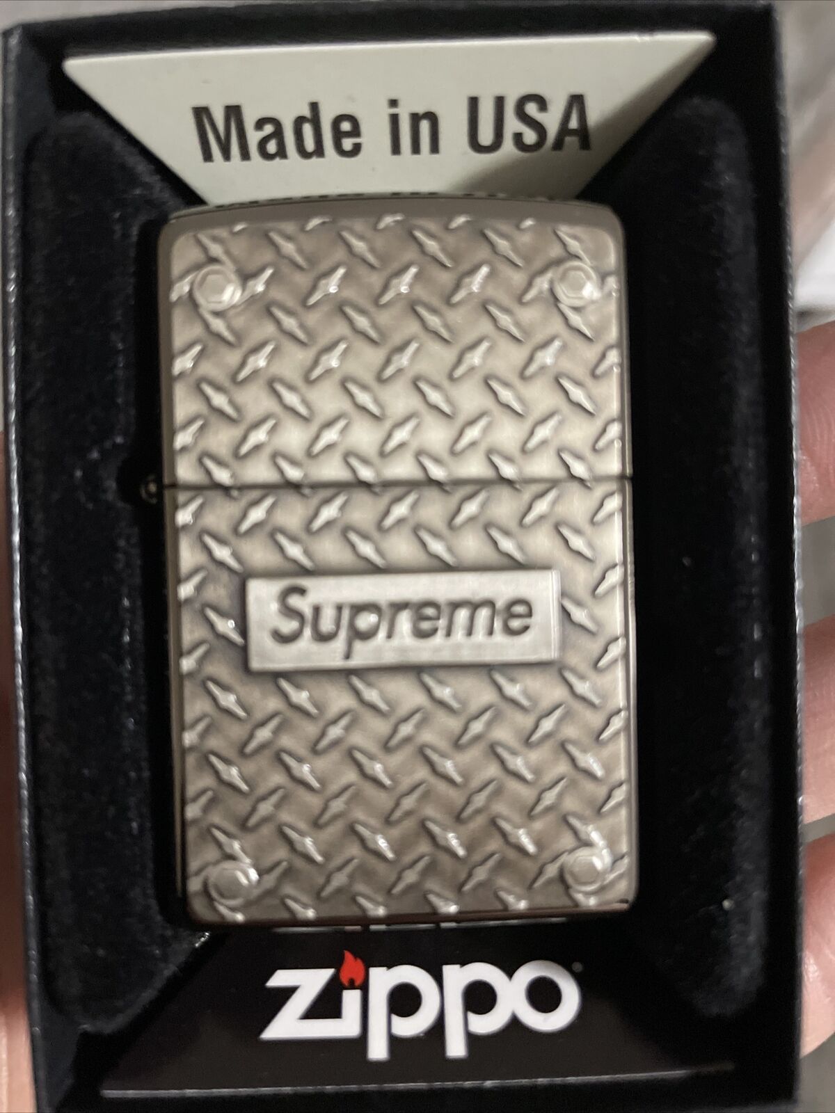 Supreme Diamond Plate Zippo Lighter SS19 USA