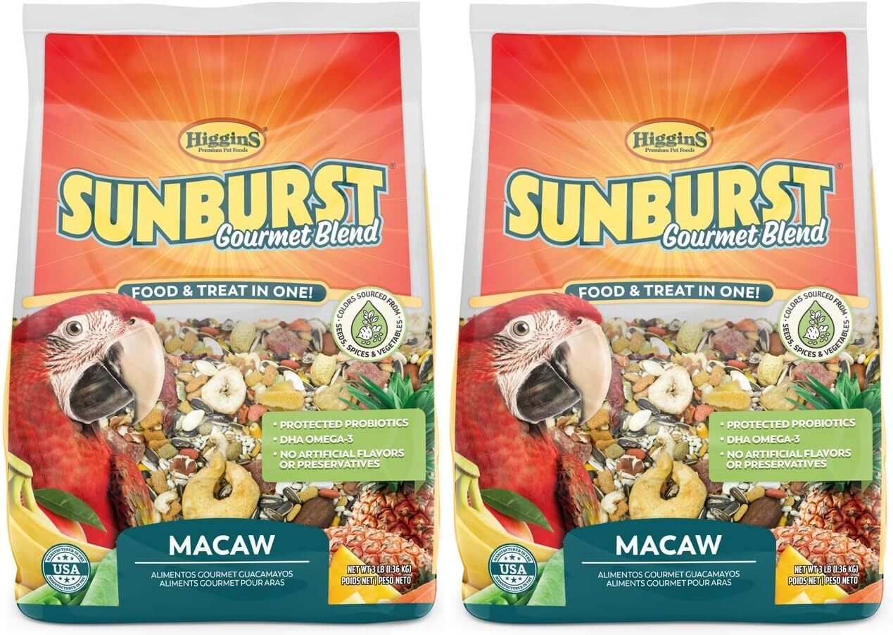 Higgins Sunburst Gourmet Blend Macaw Bird Food, 3lbs (Pack o