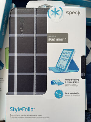 Speck Stylefolio Tablet Case iPad Mini 3 2 1 Black White Windowpane Plaid