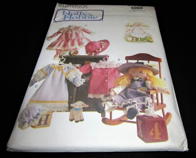 Vintage 1990 Butterick #5084 Holly Hobbie Doll Clothes & Transfer Pattern Uncut