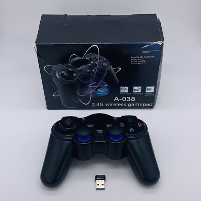 2.4G Wireless Gamepad A-038 with USB Receiver for Android Black - Open Box