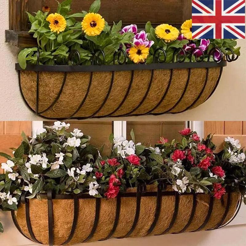 24-48'' Trough Coco Liner Planting Flower Wall Hanging Basket Planter Window Box